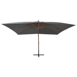 WISZĄCY PARASOL Z DREWNIANYM SŁUPKIEM 400X300CM ANTRACYTOWY