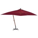 WISZĄCY PARASOL Z DREWNIANYM SŁUPKIEM 400X300CM BORDOWY