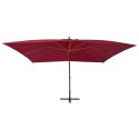 WISZĄCY PARASOL Z DREWNIANYM SŁUPKIEM 400X300CM BORDOWY
