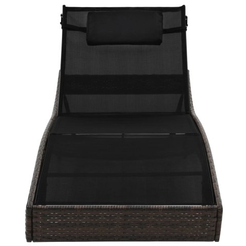 LEŻAK OGRODOWY Z PODUSZKĄ POLIRATTAN BRĄZOWY