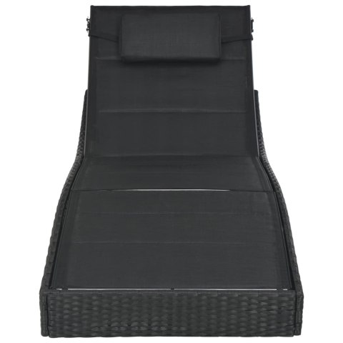 LEŻAK OGRODOWY POLIRATTAN I TEXTILENE CZARNY