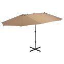 PARASOL OGRODOWY NA SŁUPKU ALUMINIOWYM 460X270CM TAUPE