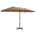 PARASOL OGRODOWY NA SŁUPKU ALUMINIOWYM 460X270CM TAUPE