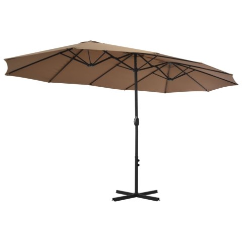 PARASOL OGRODOWY NA SŁUPKU ALUMINIOWYM 460X270CM TAUPE