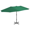 PARASOL OGRODOWY PODWÓJNY NA SŁUPKU ALUMINIOWYM 460X270CM ZIELONY