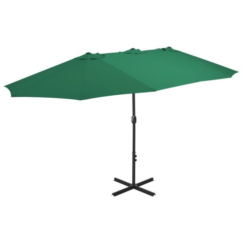 PARASOL OGRODOWY PODWÓJNY NA SŁUPKU ALUMINIOWYM 460X270CM ZIELONY