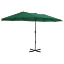 PARASOL OGRODOWY PODWÓJNY NA SŁUPKU ALUMINIOWYM 460X270CM ZIELONY