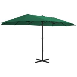 PARASOL OGRODOWY PODWÓJNY NA SŁUPKU ALUMINIOWYM 460X270CM ZIELONY