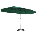 PARASOL OGRODOWY PODWÓJNY NA SŁUPKU ALUMINIOWYM 460X270CM ZIELONY