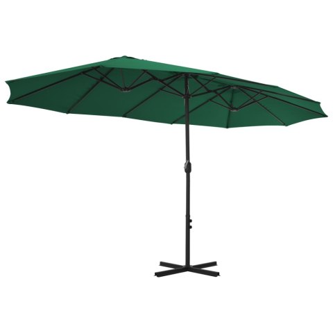 PARASOL OGRODOWY PODWÓJNY NA SŁUPKU ALUMINIOWYM 460X270CM ZIELONY