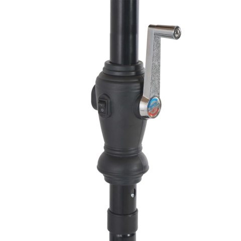 PARASOL OGRODOWY Z LED I STALOWYM SŁUPKIEM 300CM ANTRACYTOWY