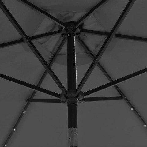 PARASOL OGRODOWY Z LED I STALOWYM SŁUPKIEM 300CM ANTRACYTOWY