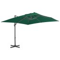 PARASOL WISZĄCY NA ALUMINIOWYM SŁUPKU ZIELONY 300X300CM
