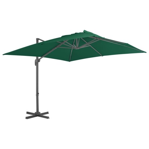 PARASOL WISZĄCY NA ALUMINIOWYM SŁUPKU ZIELONY 300X300CM
