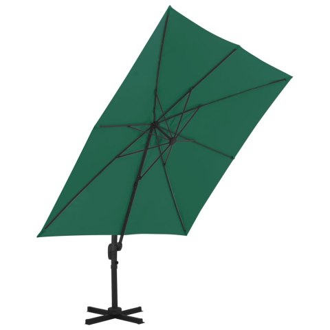 PARASOL WISZĄCY NA ALUMINIOWYM SŁUPKU ZIELONY 300X300CM