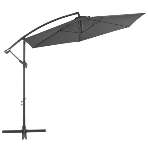 PARASOL WISZĄCY NA SŁUPKU ALUMINIOWYM 300CM ANTRACYTOWY
