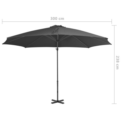 PARASOL WISZĄCY Z ALUMINIOWYM SŁUPKIEM 300CM ANTRACYTOWY