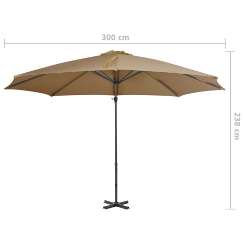 PARASOL WISZĄCY Z ALUMINIOWYM SŁUPKIEM 300CM TAUPE