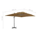 PARASOL WISZĄCY Z ALUMINIOWYM SŁUPKIEM 400X300CM TAUPE