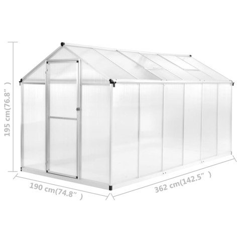 SZKLARNIA Z RAMĄ ALUMINIOWĄ 362X190X195CM 13,41M³