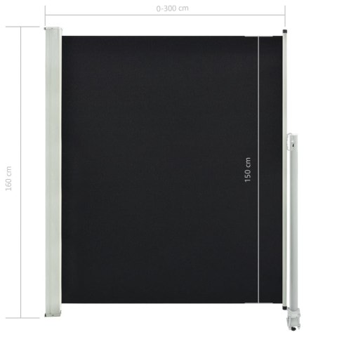 TARASOWA ZWIJANA MARKIZA BOCZNA 160X300CM CZARNA