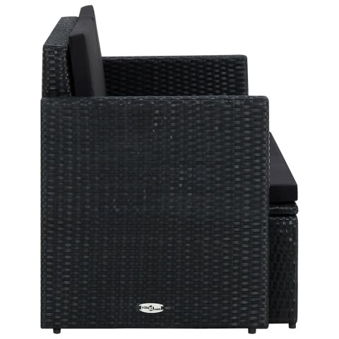 2-OSOBOWA SOFA OGRODOWA Z PODUSZKAMI CZARNA POLIRATTAN