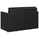 2-OSOBOWA SOFA OGRODOWA Z PODUSZKAMI CZARNA POLIRATTAN