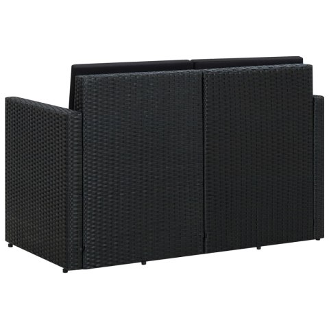 2-OSOBOWA SOFA OGRODOWA Z PODUSZKAMI CZARNA POLIRATTAN