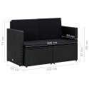 2-OSOBOWA SOFA OGRODOWA Z PODUSZKAMI CZARNA POLIRATTAN