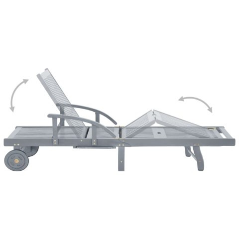 LEŻAK OGRODOWY SZARY DREWNO AKACJOWE