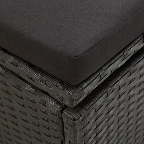 ŁÓŻKO OGRODOWE Z PODUSZKAMI POLIRATTANOWE CZARNE