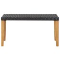 ŁAWKA OGRODOWA 120CM CZARNA POLIRATTAN I DREWNO AKACJOWE