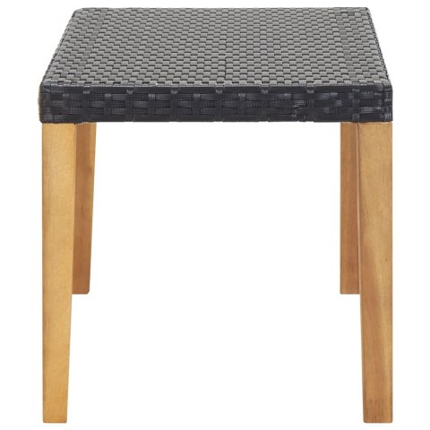 ŁAWKA OGRODOWA 120CM CZARNA POLIRATTAN I DREWNO AKACJOWE