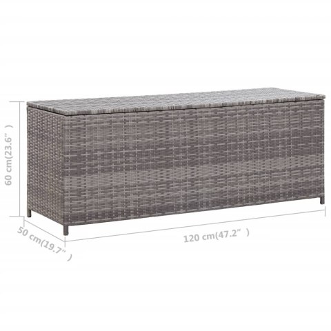 SKRZYNIA OGRODOWA SZARA 120X50X60CM RATTAN PE