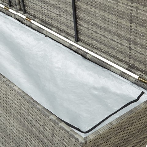 SKRZYNIA OGRODOWA Z POLIRATTANU 200X50X60CM SZARA