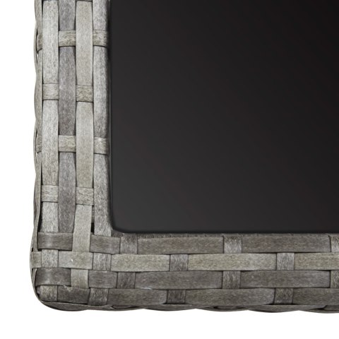 STÓŁ OGRODOWY ANTRACYTOWY 110X53X72CM SZKŁO I POLIRATTAN