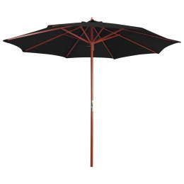 PARASOL OGRODOWY NA DREWNIANYM SŁUPKU 300X258CM CZARNY