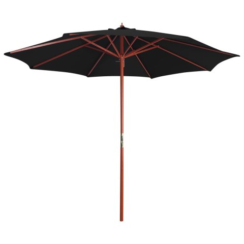 PARASOL OGRODOWY NA DREWNIANYM SŁUPKU 300X258CM CZARNY