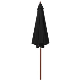 PARASOL OGRODOWY NA DREWNIANYM SŁUPKU 300X258CM CZARNY