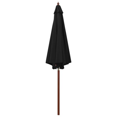 PARASOL OGRODOWY NA DREWNIANYM SŁUPKU 300X258CM CZARNY
