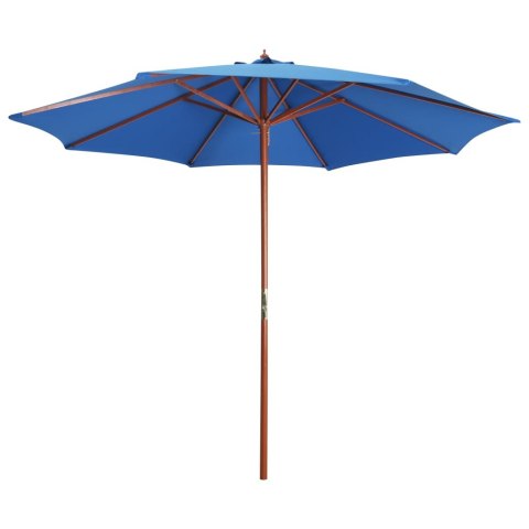 PARASOL OGRODOWY NA DREWNIANYM SŁUPKU 300X258CM NIEBIESKI