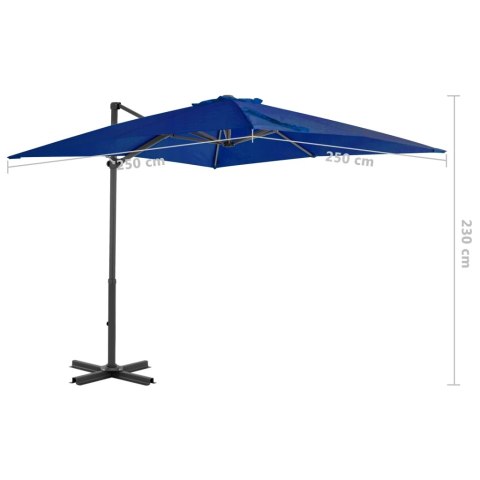 PARASOL WISZĄCY NA ALUMINIOWYM SŁUPKU 250X250CM LAZUROWY