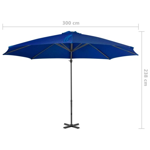 PARASOL WISZĄCY NA ALUMINIOWYM SŁUPKU LAZUROWY 300CM