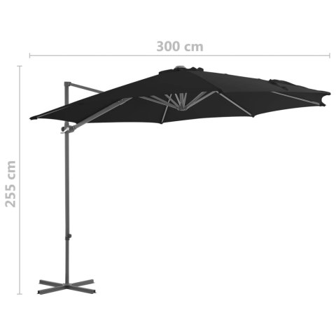 PARASOL WISZĄCY NA STALOWYM SŁUPKU 300CM CZARNY
