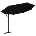 PARASOL WISZĄCY Z LED I STALOWYM SŁUPKIEM 300CM CZARNY