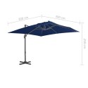 PARASOL WISZĄCY Z ALUMINIOWYM SŁUPKIEM 3X3 M BŁĘKIT LAZUR