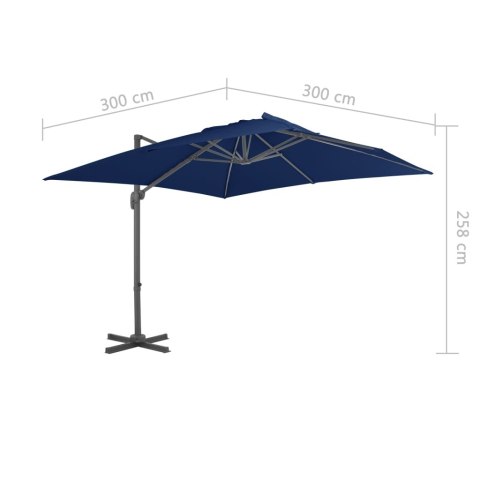 PARASOL WISZĄCY Z ALUMINIOWYM SŁUPKIEM 3X3 M BŁĘKIT LAZUR