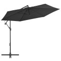 PARASOL WISZĄCY Z ALUMINIOWYM SŁUPKIEM 300CM CZARNY