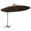 WISZĄCY PARASOL OGRODOWY TAUPE 3M SŁUPEK ALUMINIOWY