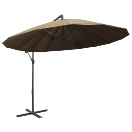 WISZĄCY PARASOL OGRODOWY TAUPE 3M SŁUPEK ALUMINIOWY